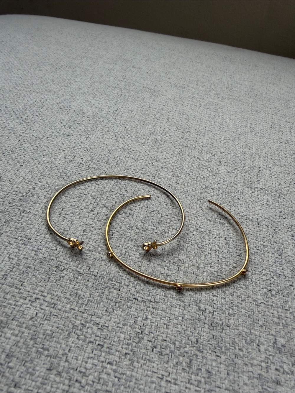 Anthropologie Gold Open Cuff Bracelets with Bead Accents